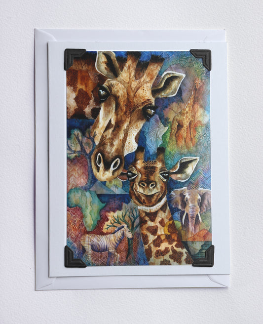 "Giraffe Mother and Daughter" Greeting Card