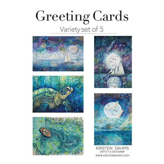 Set of 5 "Sea Life" Greeting Card