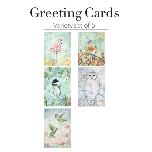 Set of 5 "Birds" Greeting Card