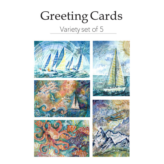 Set of 5 "Sailing" Greeting Cards